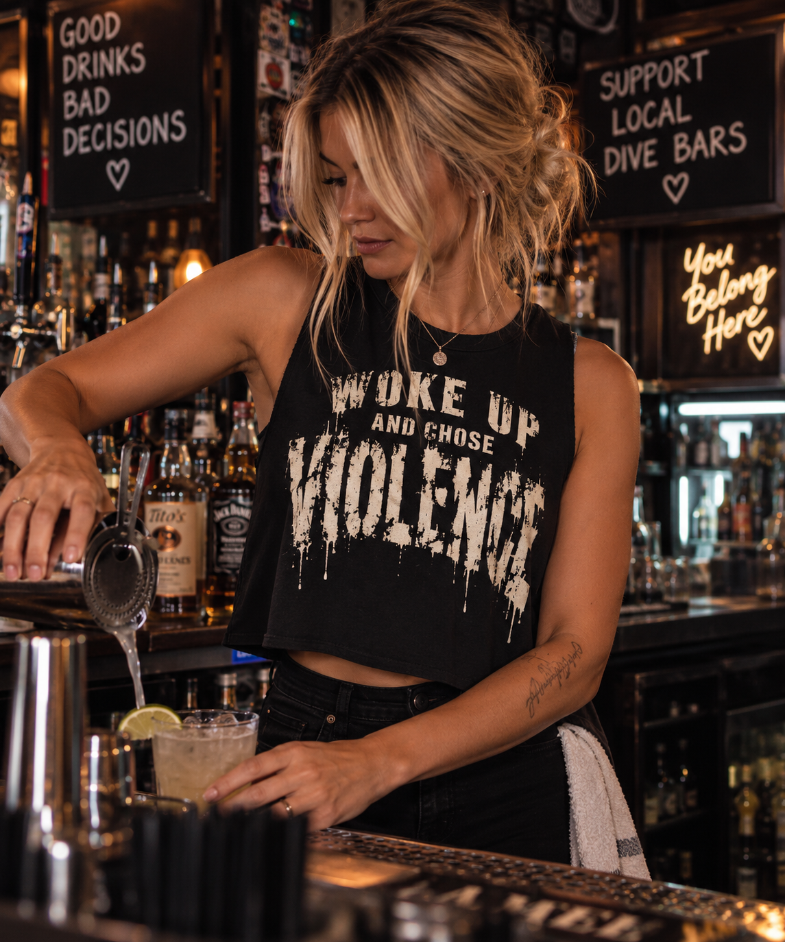 Woke Up & Chose Violence Crop Tank