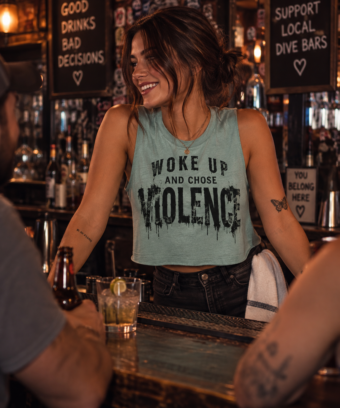 Woke Up & Chose Violence Crop Tank