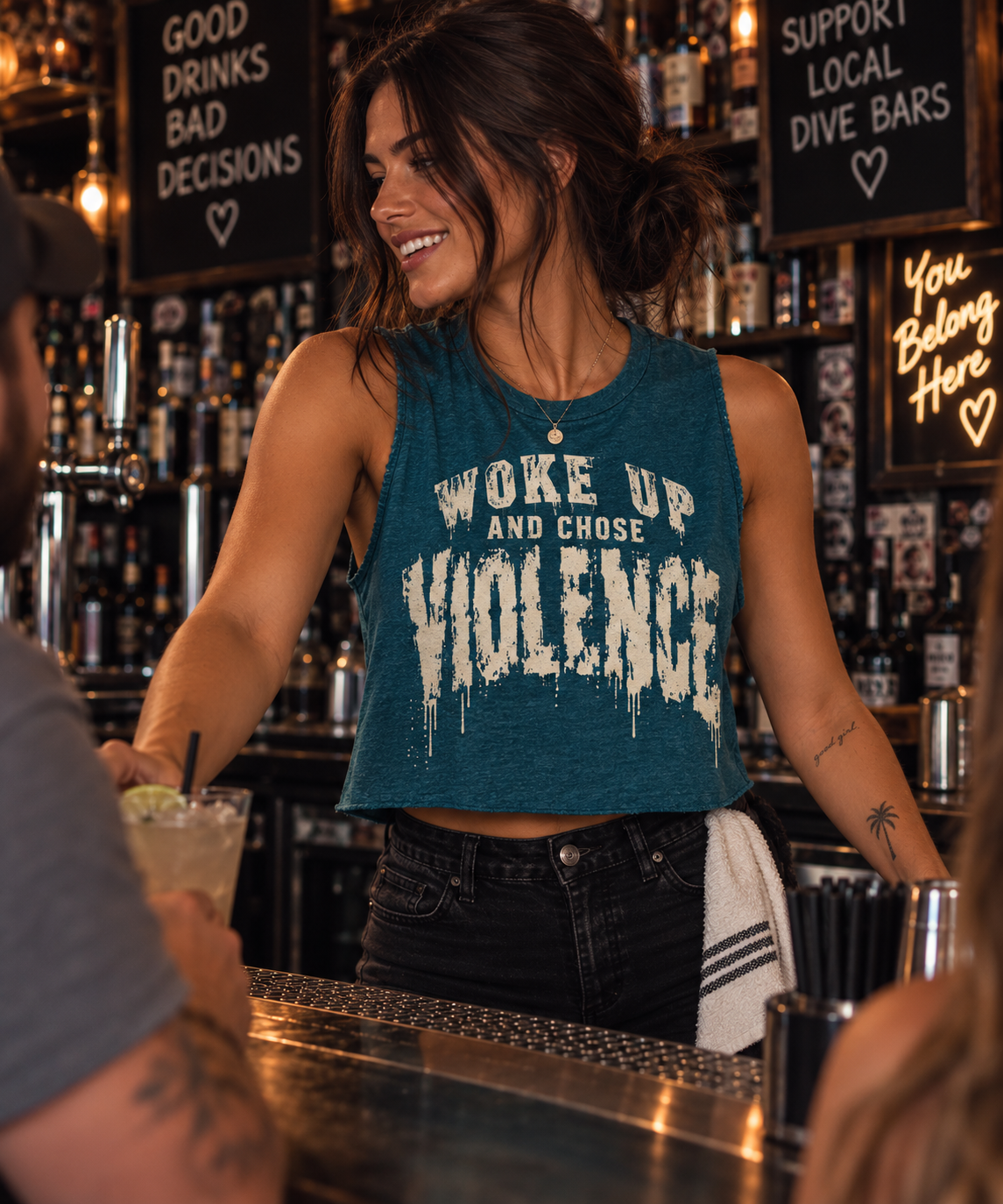Woke Up & Chose Violence Crop Tank