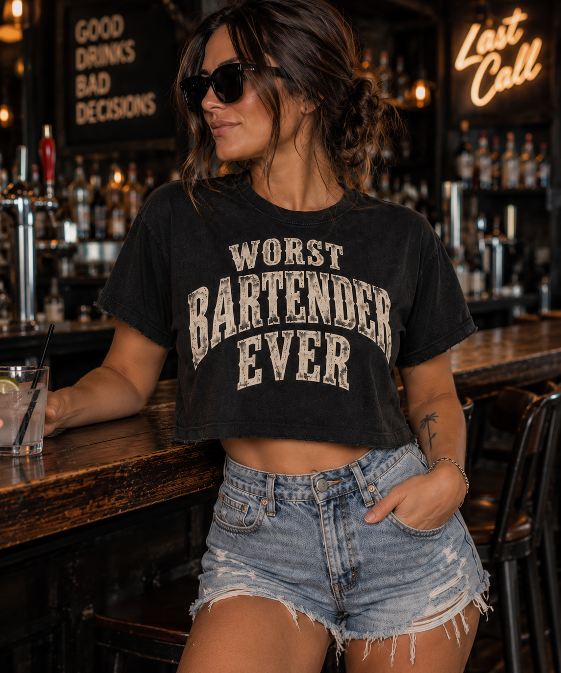 Worst Bartender Ever-Cropped Tee