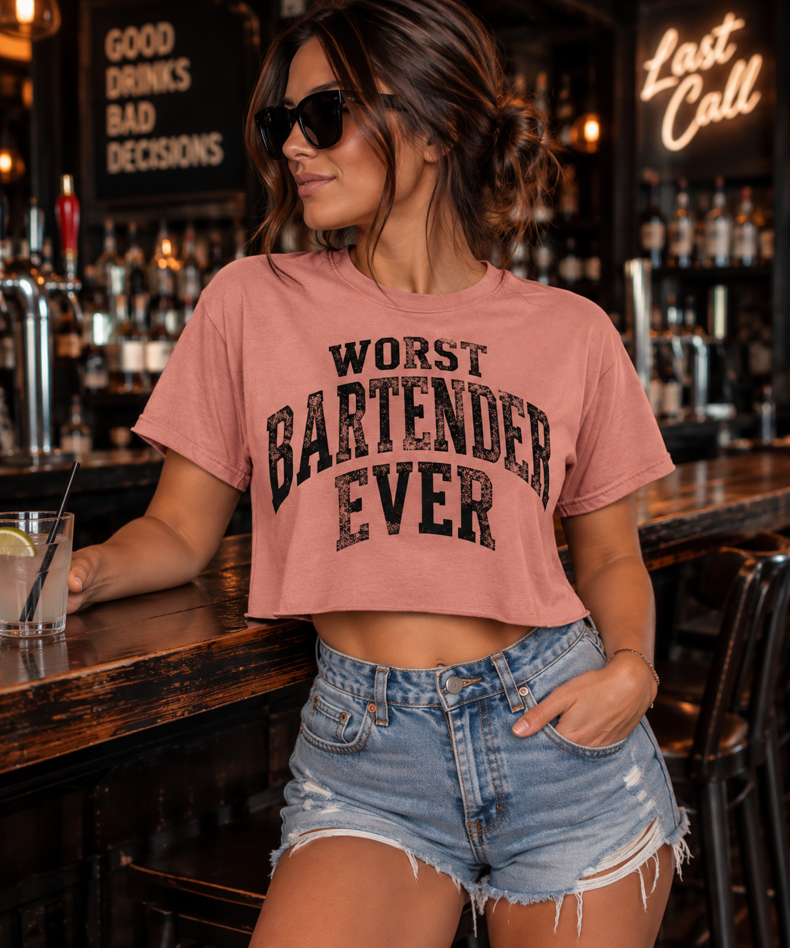 Worst Bartender Ever-Cropped Tee