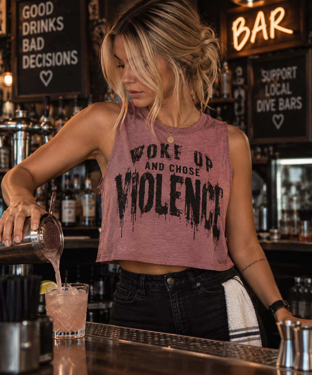 Woke Up & Chose Violence Crop Tank