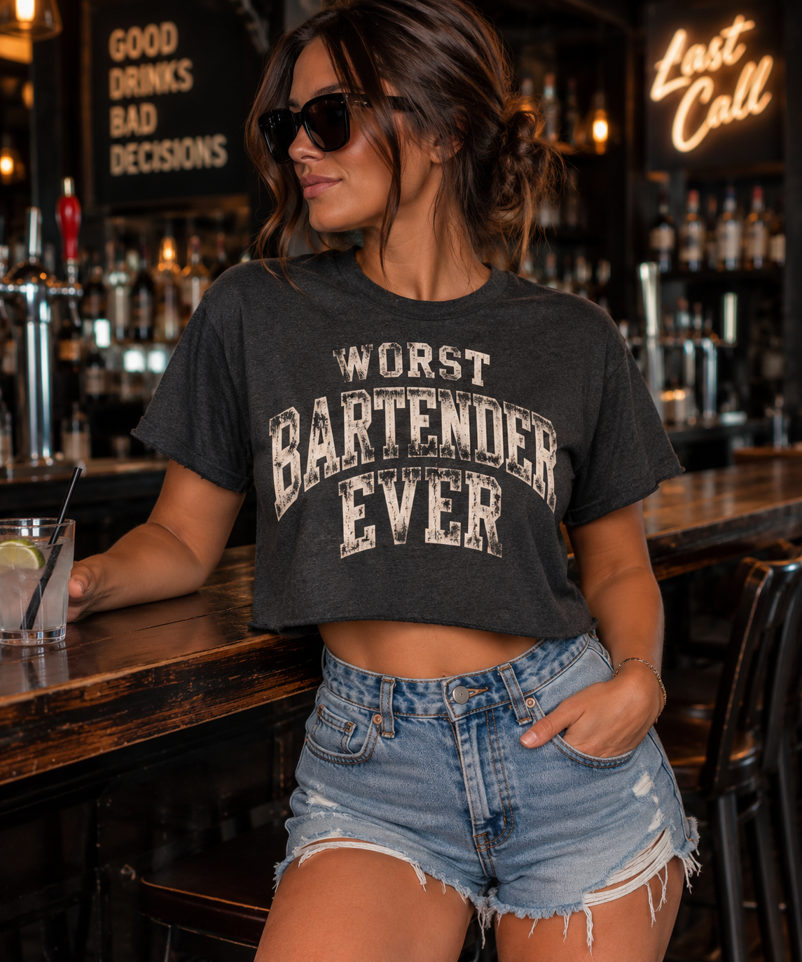 Worst Bartender Ever-Cropped Tee