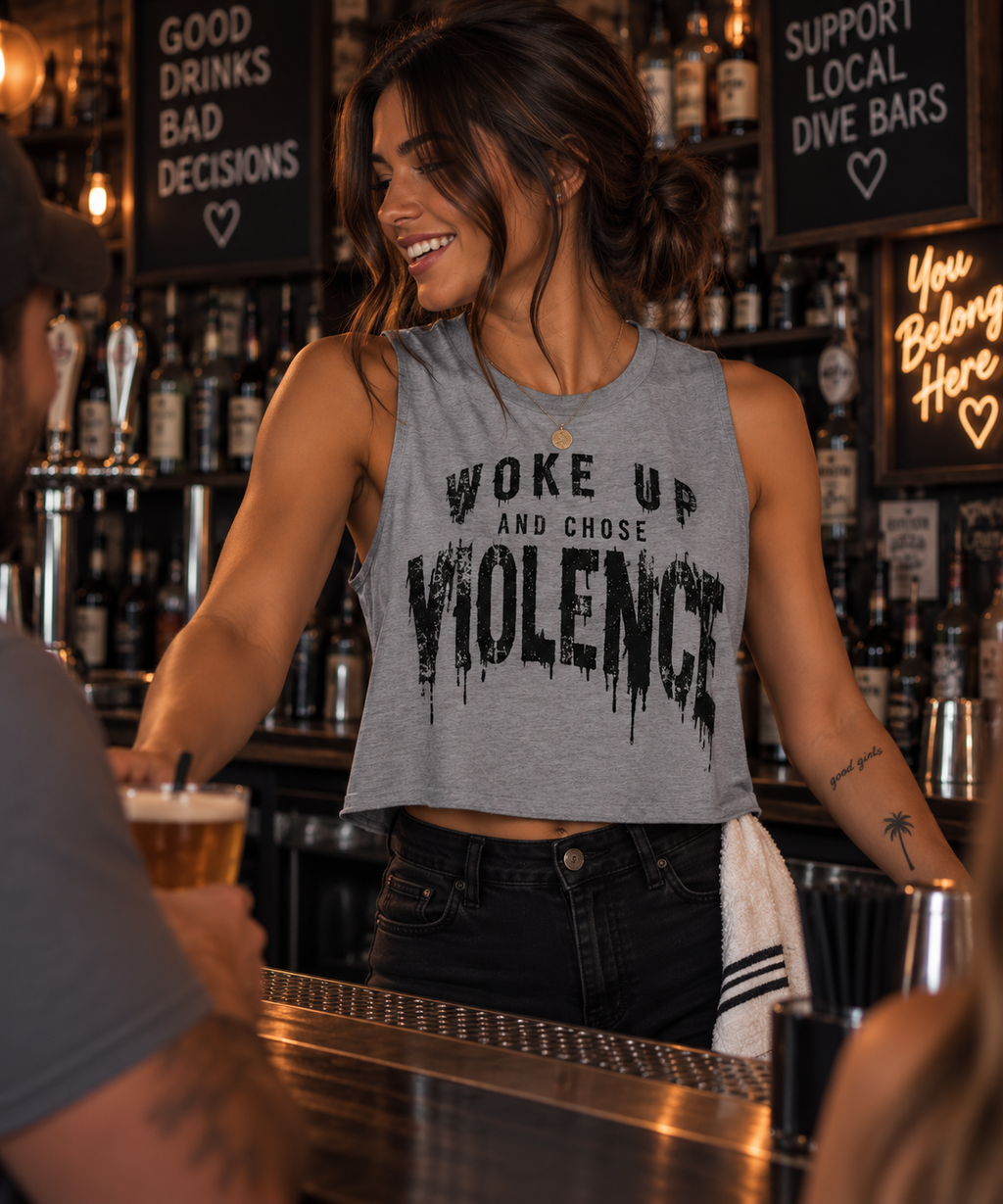 Woke Up & Chose Violence Crop Tank