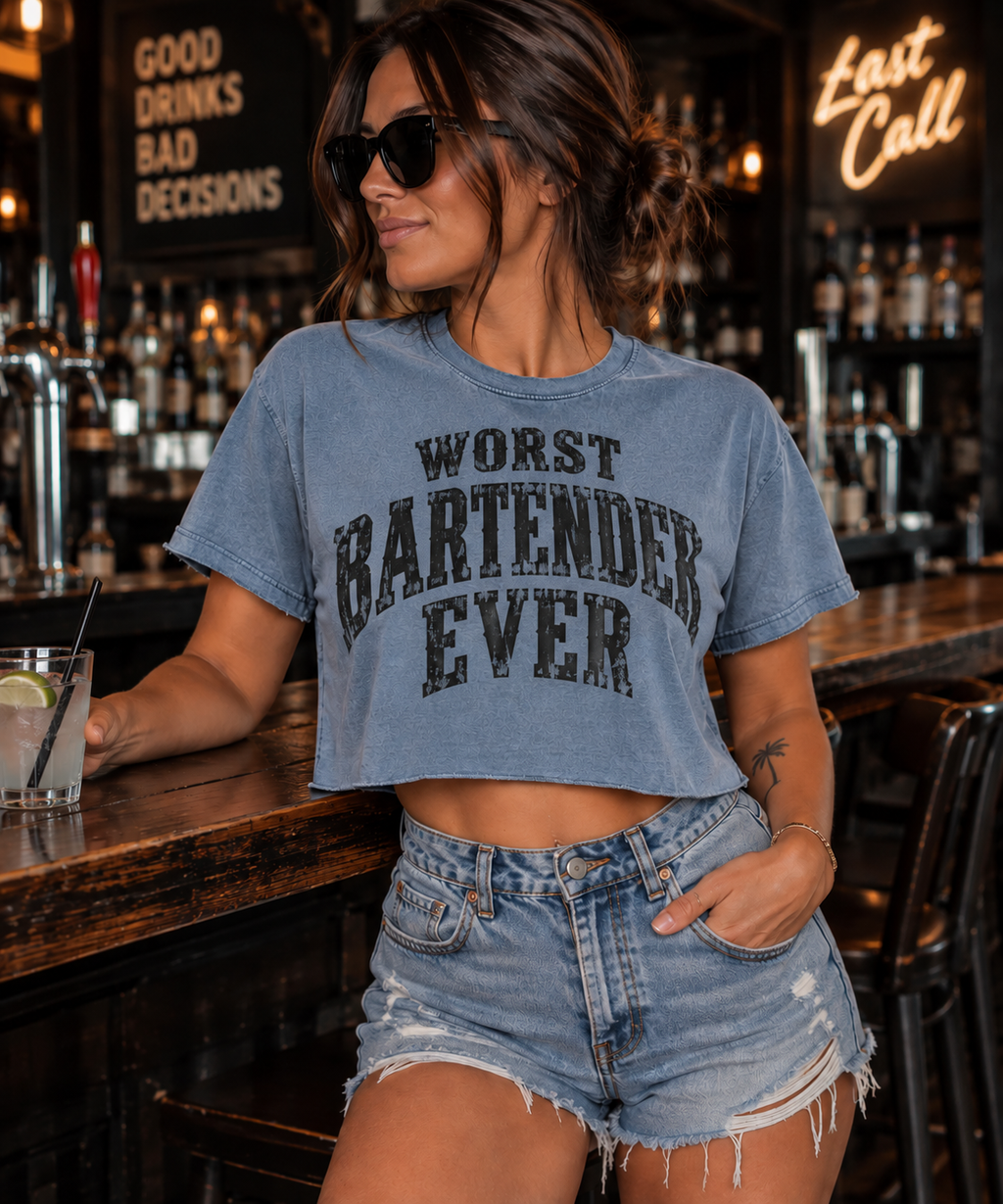 Worst Bartender Ever-Cropped Tee