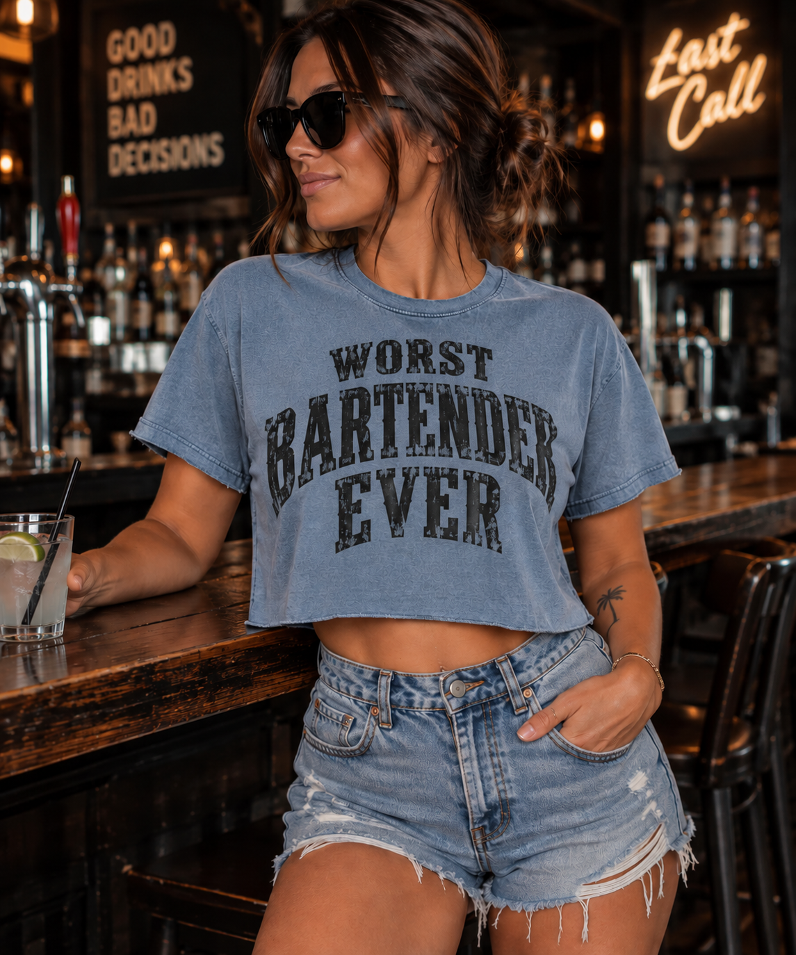 Worst Bartender Ever-Cropped Tee