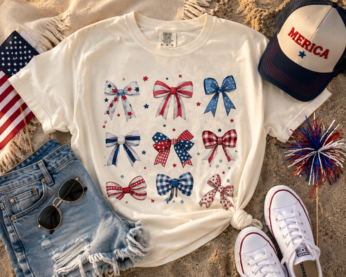 Stars and Stripes bow tee | comfort colors