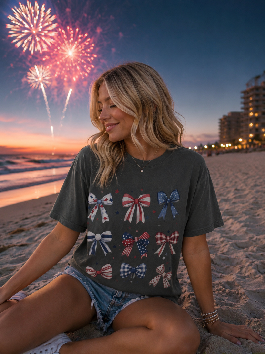 Stars and Stripes bow tee | comfort colors