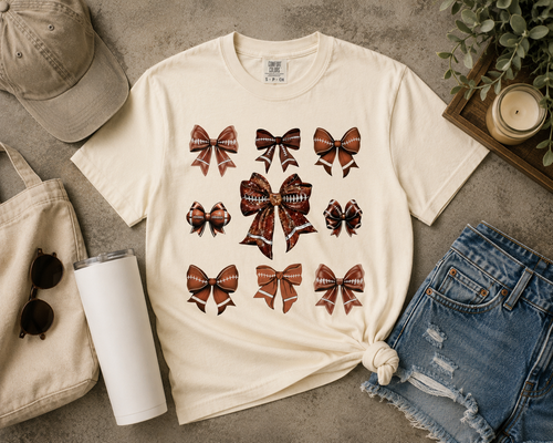 Football Bow Collage Tee | Comfort Colors