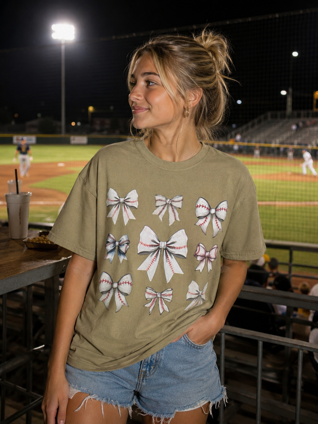 Baseball Bow Collage Tee | Comfort Colors
