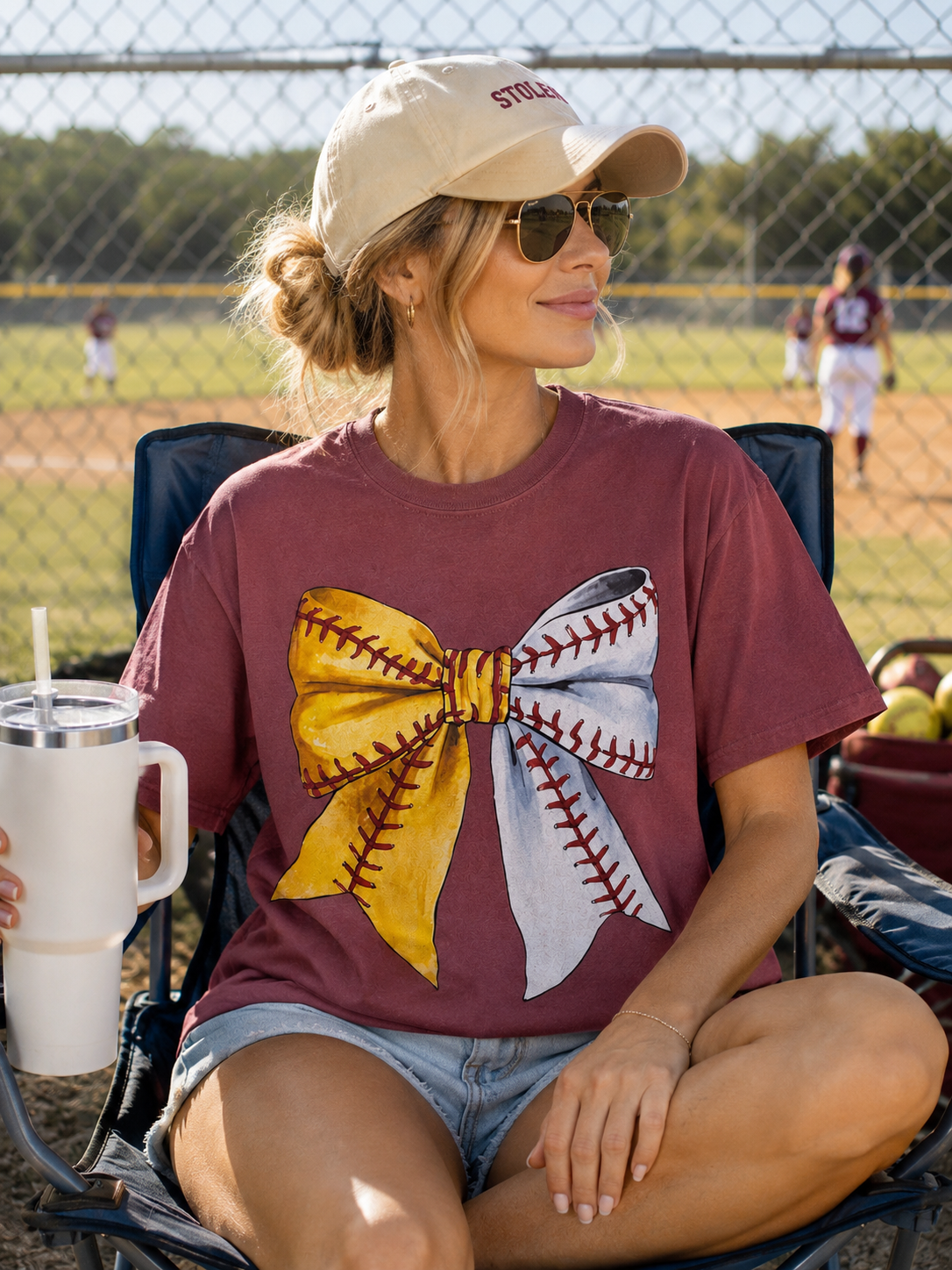 Baseball & Softball Bow Tee | Comfort Colors