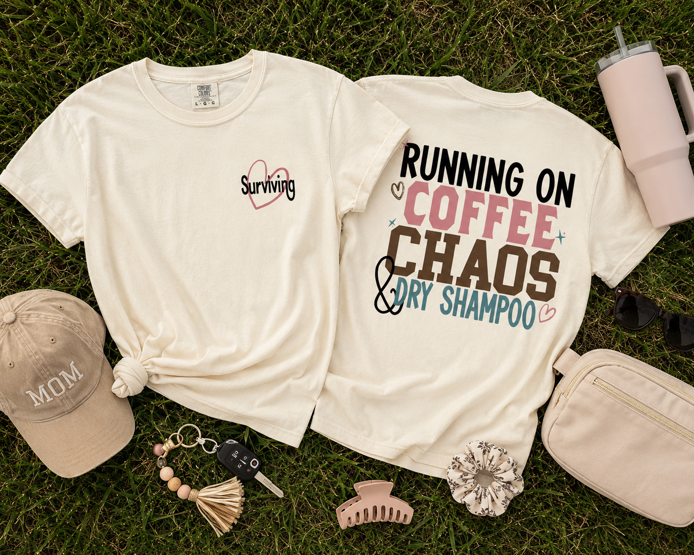 Running on Coffee, Chaos & Dry Shampoo Tee|Comfort Colors®