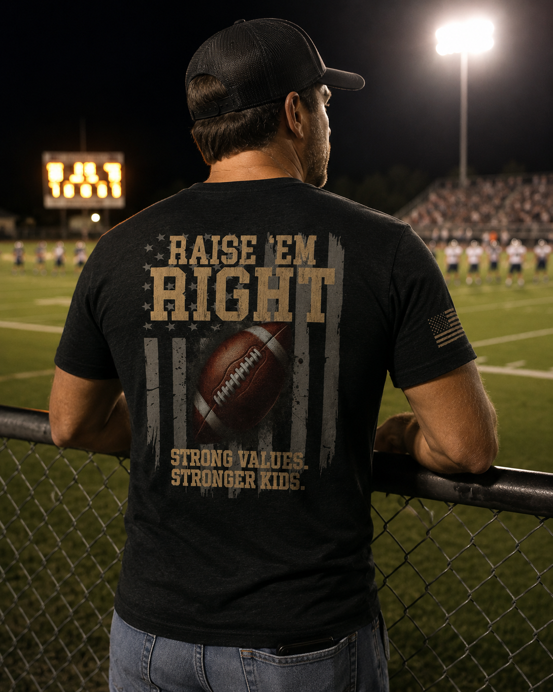 Raise ’Em Right Tee|Bella+Canvas Football Graphic