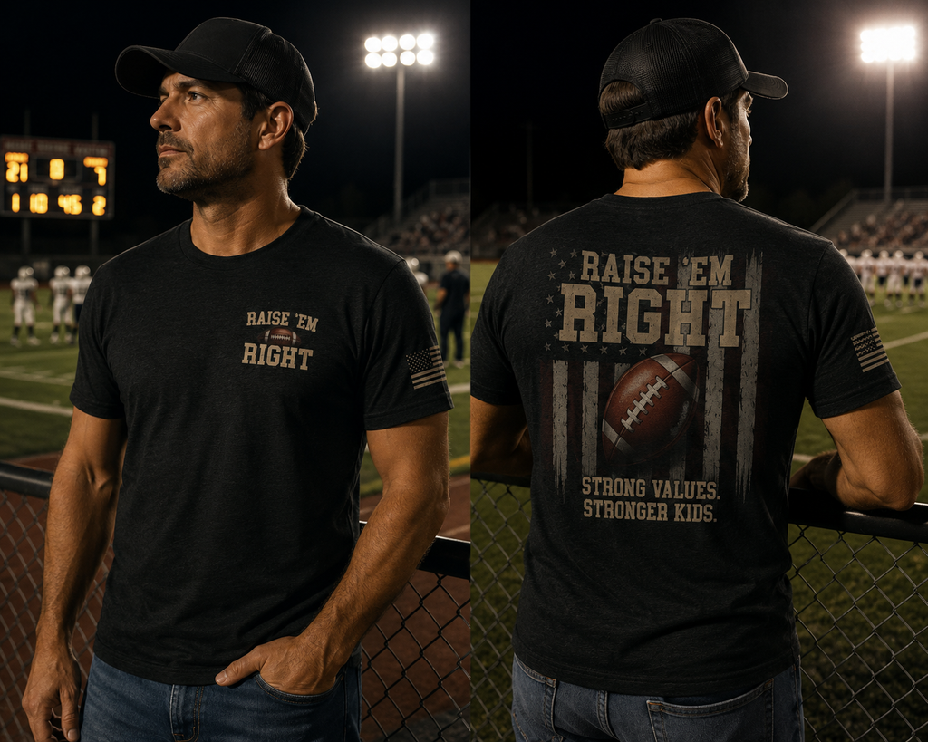 Raise ’Em Right Tee|Bella+Canvas Football Graphic