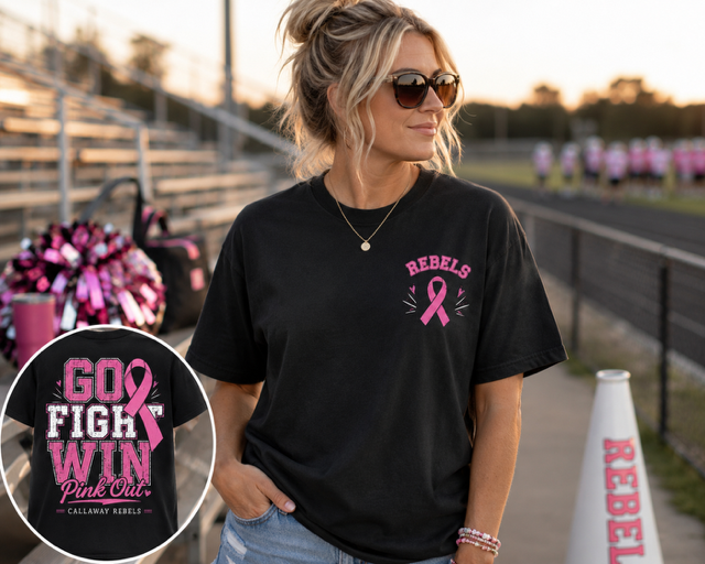 GO, FIGHT, WIN, PINK OUT REBELS T-SHIRT