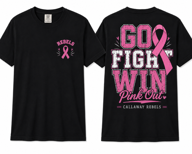 GO, FIGHT, WIN, PINK OUT REBELS T-SHIRT