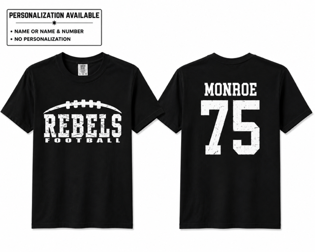 REBELS FOOTBALL PERSONALIZED T-SHIRT