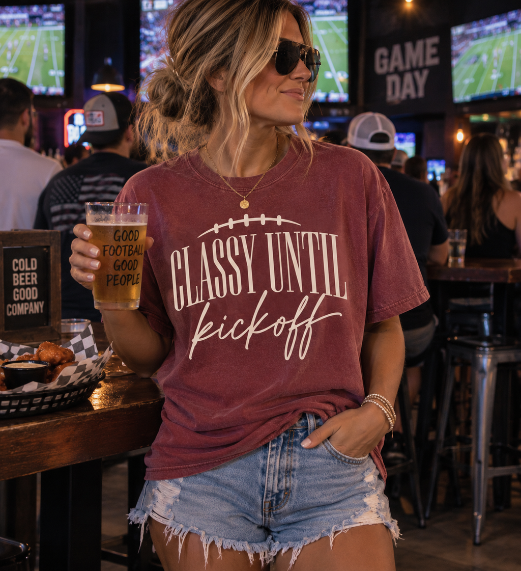 Classy Until Kickoff-Comfort Colors Tee
